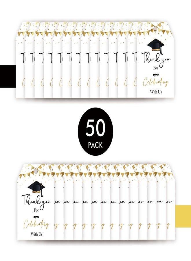 FORSHEEP 50pcs Graduation Thank You Tags, Congrats Grad Gift Tag with String for Class of 2026 Party, Finally Done Thank You Paper Tags for Graduation Party Favors - Image 3